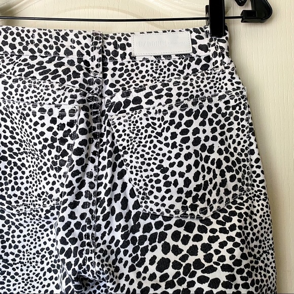 RE/DONE Jeans HR Ankle Crop Stretch Spotted Animal Cheetah Worn White 23 GUC - Picture 3 of 7